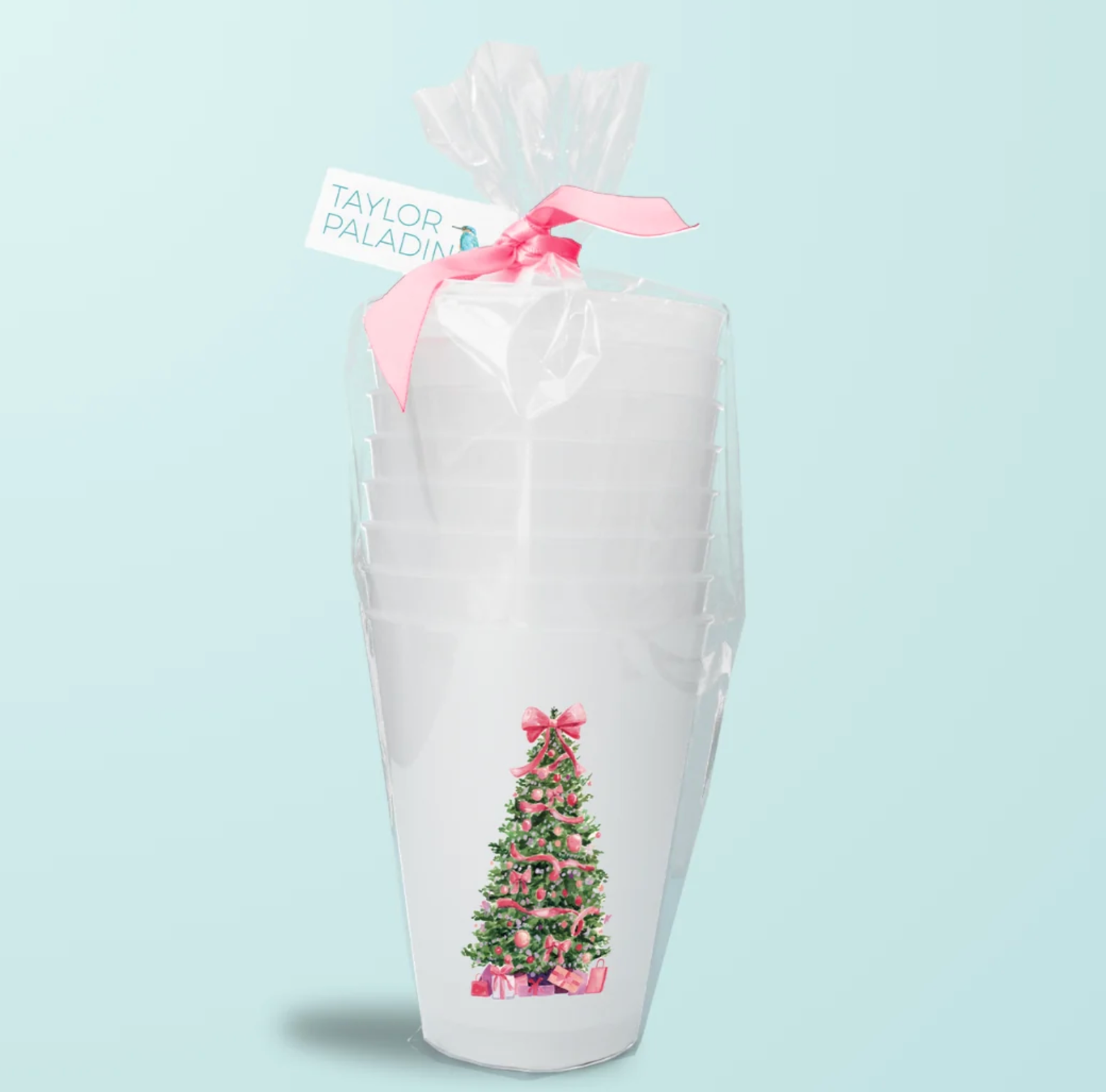 Pink Christmas Tree Frosted Cups