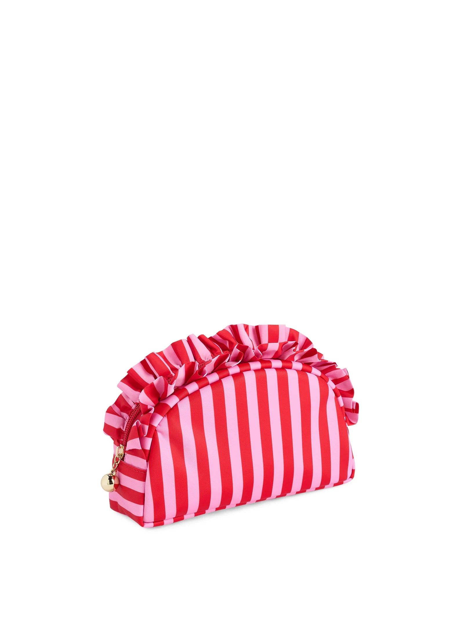 Stripe Ruffle Zip Pouch M