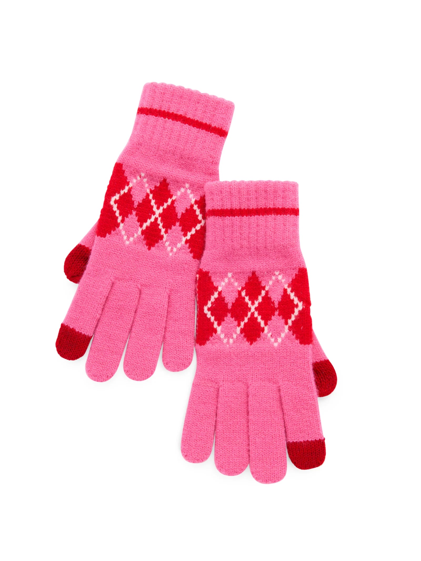 Argyle Touchscreen Gloves Pink