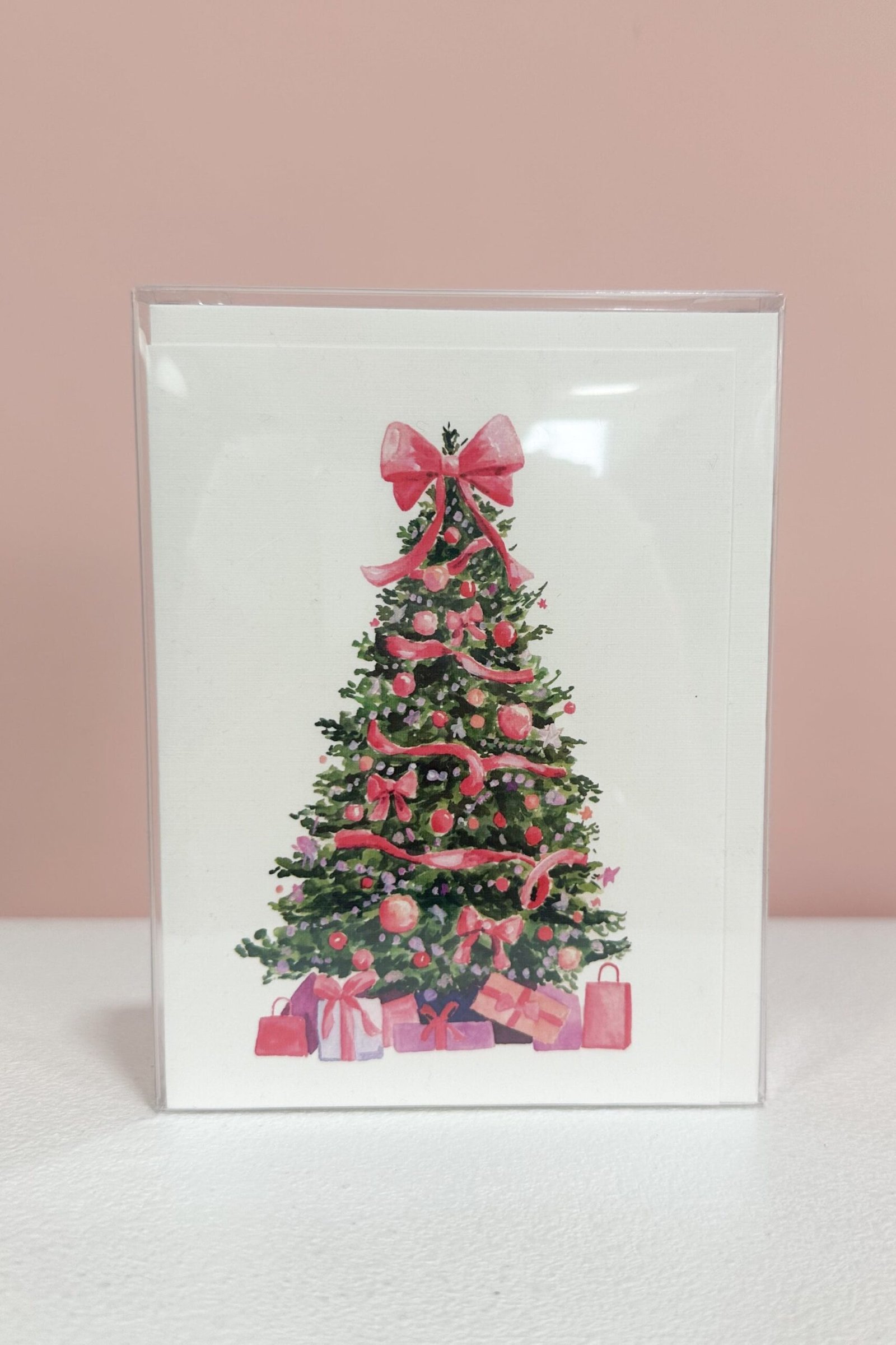 Pink Christmas Tree Boxed Cards