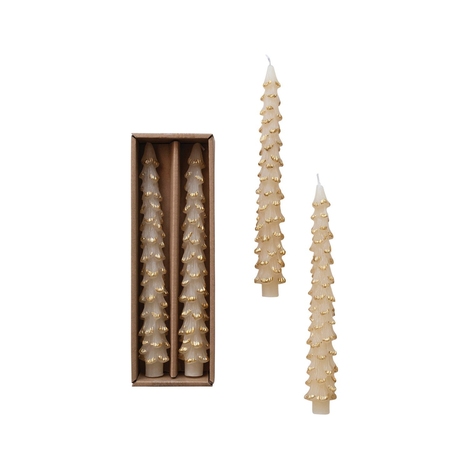 Tree Shaped Taper Candles Set of 2