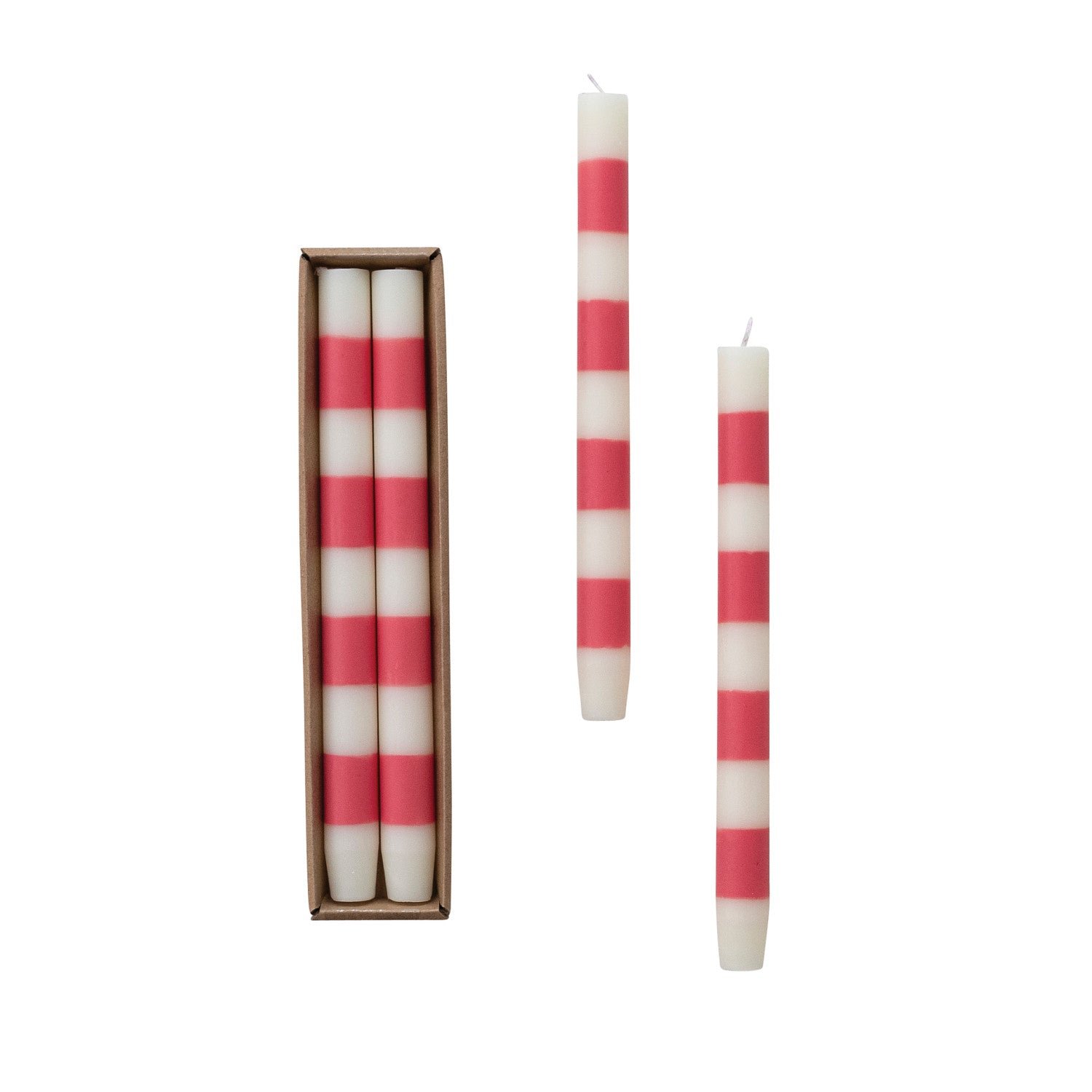 Pink Stripe Taper Candles