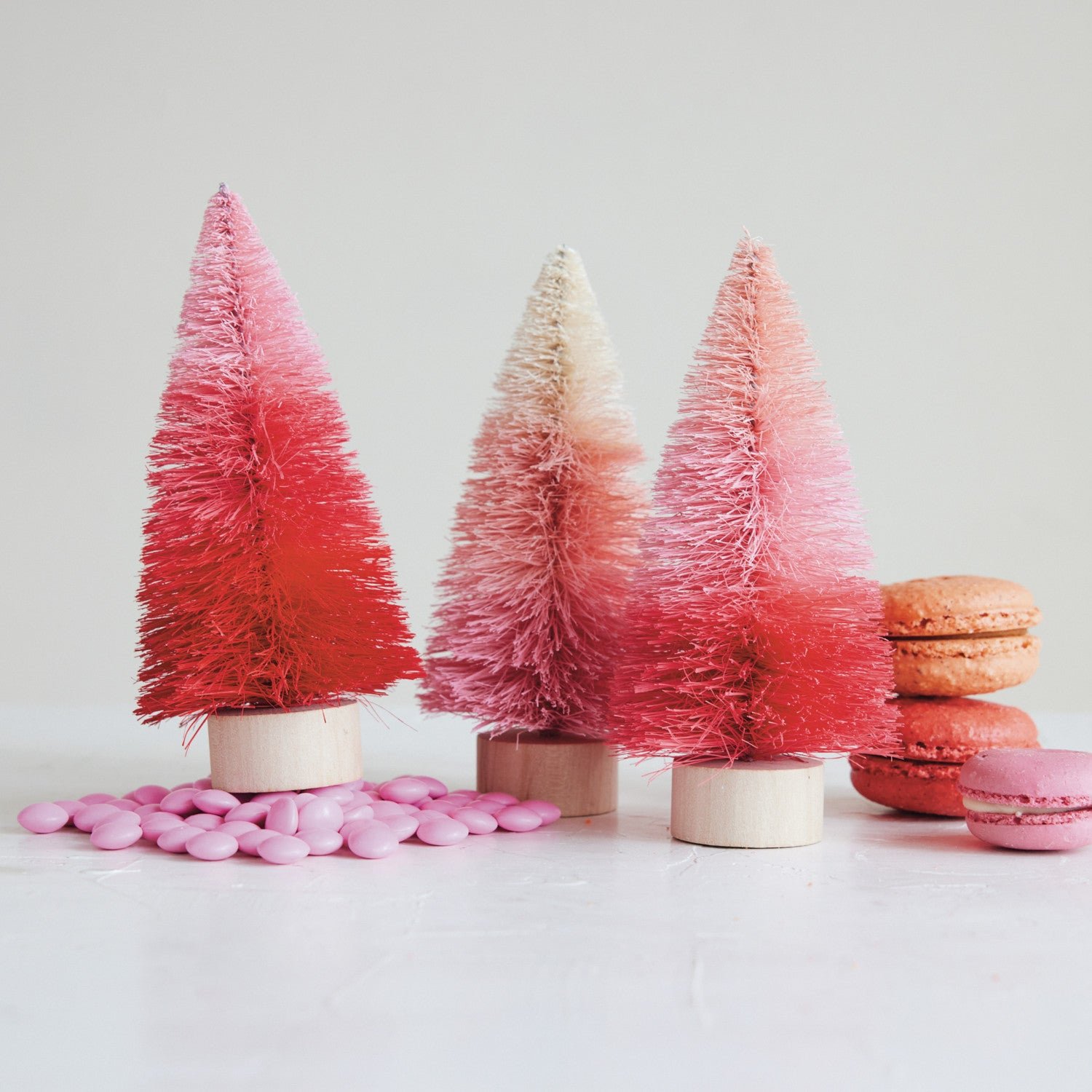Ombre Bottle Brush Tree Set of 3