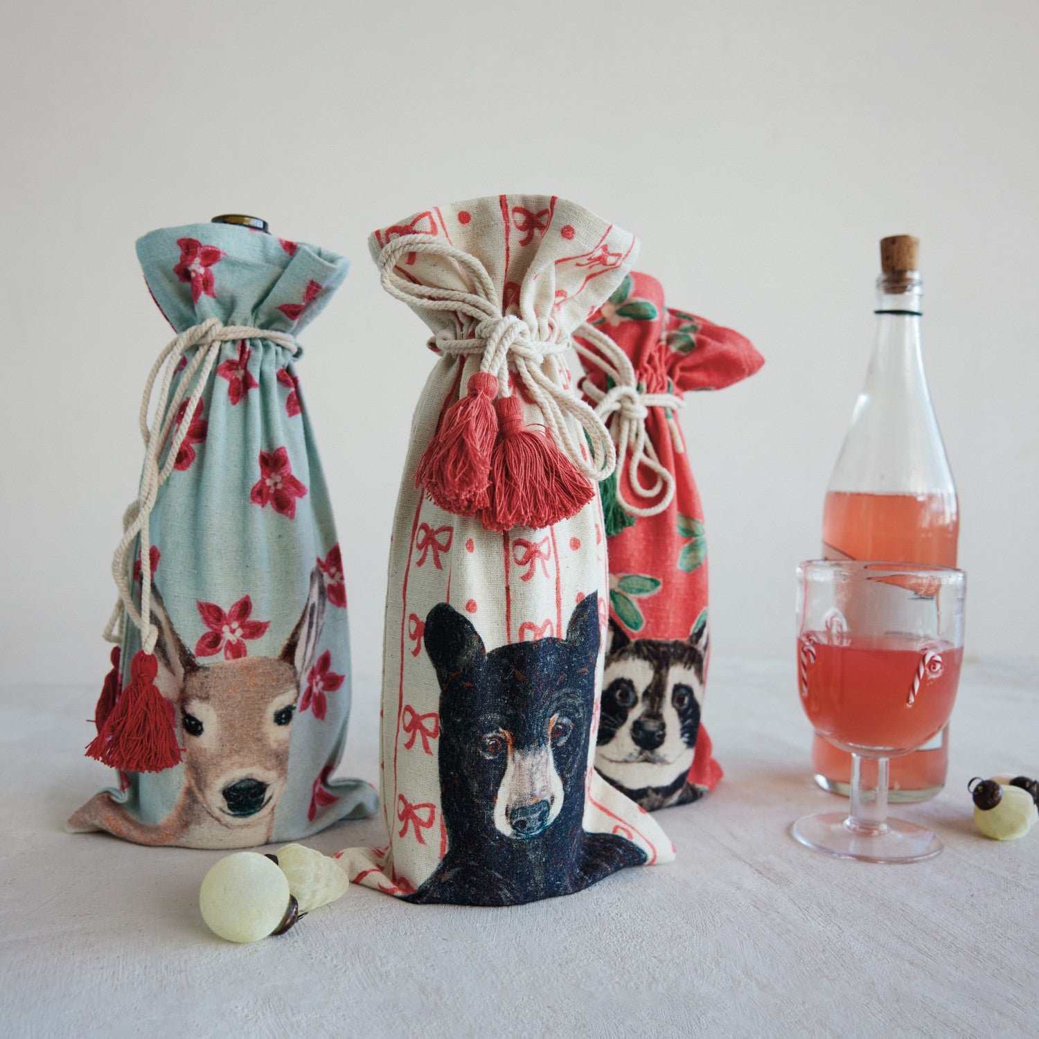 Holiday Animal Wine Bag